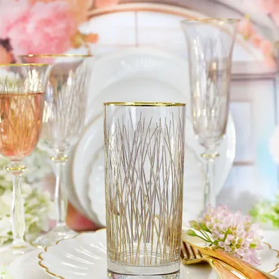 Verres - verres à boire dorés élégants, 6 pièces Bloom Gold-BGD - COMBI POLAND GLASS DECORATOR