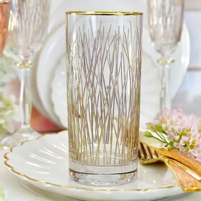 Verres - verres à boire dorés élégants, 6 pièces Bloom Gold-BGD - COMBI POLAND GLASS DECORATOR