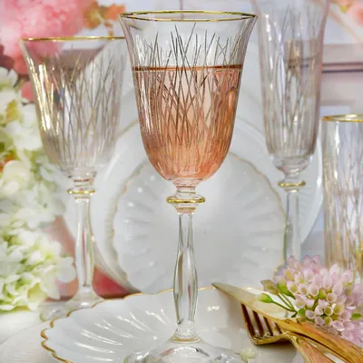 Verres à pied - verres à vin blanc doré, 6 pièces, Bloom Gold-BGC - COMBI POLAND GLASS DECORATOR