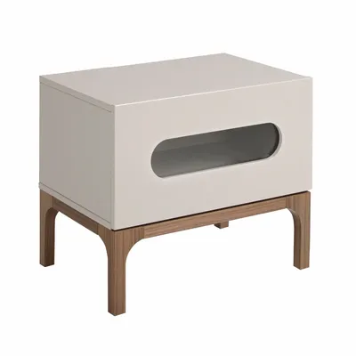 Night tables - Grey wood and walnut bedside table with interior lighting - ANGEL CERDÁ