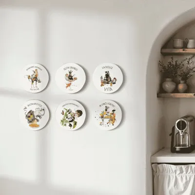 Autres décorations murales - Ensemble d'assiettes en porcelaine Mamma Mia 6 - UN POCO