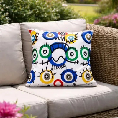 Tissus pour extérieurs - Coussin d'extérieur Ojitos 60 x 60 - Design by Juan de Lascurain - ARTDECORIS