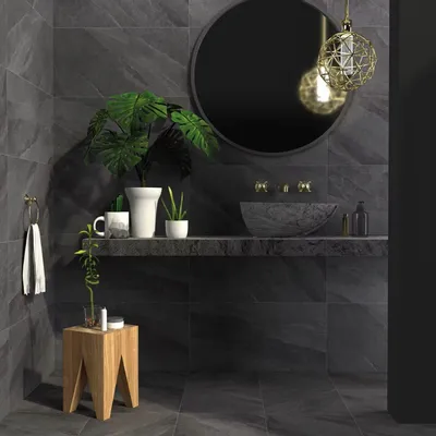 Indoor floor coverings - Anthracite Slate Effect Porcelain Stoneware 90x90 - PTGP-0019 (Ceramishop.fr) - CERAMISHOP