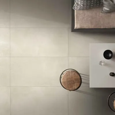 Indoor floor coverings - Ivory Scratched Concrete Effect Porcelain Stoneware 100x100 - CEGP-0024 (Ceramishop.fr) - CERAMISHOP