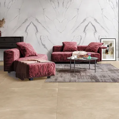 Revêtements sols intérieurs - Grès Cérame Effet Résine Ivoire 60X60 - ELCM469 (Ceramishop.fr) - CERAMISHOP