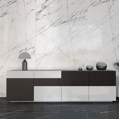 Indoor floor coverings - Marquina White Matt Marble Effect Porcelain Stoneware 60X120 - EMAA126 (Ceramishop.fr) - CERAMISHOP