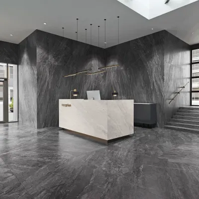 Revêtements sols intérieurs - Grès Cérame Effet Pierre de Jérusalem Anthracite Mat 60X60 - EAAE969 (Ceramishop.fr) - CERAMISHOP