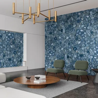 Revêtements sols intérieurs - Grès Cérame Effet Marbre Agate Bleu Brillant 60X120 - EABE1503 (Ceramishop.fr) - CERAMISHOP