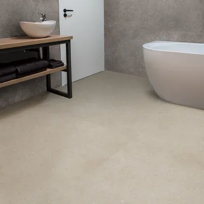 Indoor floor coverings - Matte Beige Concrete Effect Porcelain Stoneware 80x80 - EBBM006 (Ceramishop.fr) - CERAMISHOP
