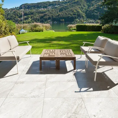 Outdoor floor coverings - White Jerusalem Stone Effect Porcelain Stoneware, Non-Slip, 60x60 cm - EAWE215 (Ceramishop.fr) - CERAMISHOP
