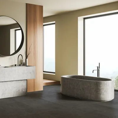 Indoor floor coverings - Anthracite Matt Concrete Effect Porcelain Stoneware 60x60 - EBBD023 (Ceramishop.fr) - CERAMISHOP