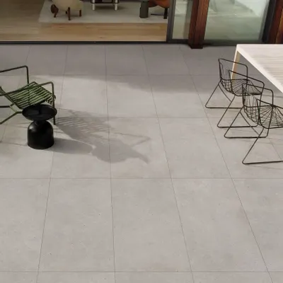Outdoor floor coverings - White Concrete Effect Non-Slip Porcelain Stoneware 60x60 - EBFH004 (Ceramishop.fr) - CERAMISHOP