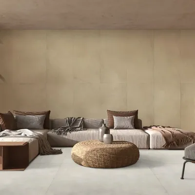 Revêtements sols intérieurs - Grès Cérame Effet Béton Ciré Ivoire 60X60 - EPIY672 (Ceramishop.fr) - CERAMISHOP