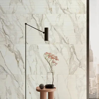 Indoor floor coverings - Calacatta Supreme Grooved Porcelain Stoneware Tile 60x120 - ECSF1540 (Ceramishop.fr) - CERAMISHOP