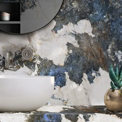 Indoor floor coverings - Marble Effect Porcelain Stoneware, Matte Blue Crystal, 60x120 - ECRS198 (Ceramishop.fr) - CERAMISHOP