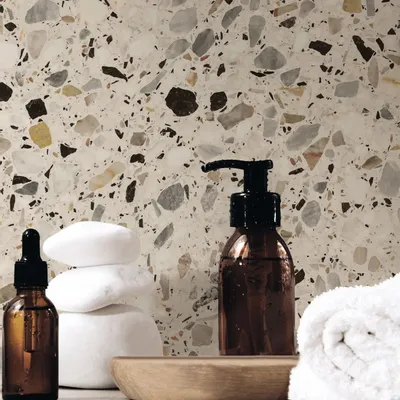 Indoor floor coverings - Ivory Terrazzo Stone Effect Porcelain Stoneware 60X120 - EMYC1127 (Ceramishop.fr) - CERAMISHOP