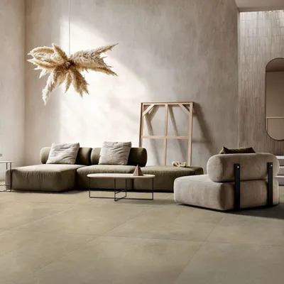 Indoor floor coverings - Porcelain Stoneware with Spatula-Style Finish, Beige Matt Rt 60X60 - ENEU1646 (Ceramishop.fr) - CERAMISHOP