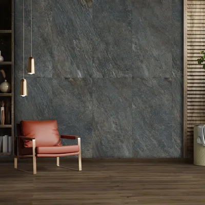 Indoor floor coverings - Anthracite Grey Stone Effect Porcelain Stoneware 60X120 - EREA1190 (Ceramishop.fr) - CERAMISHOP