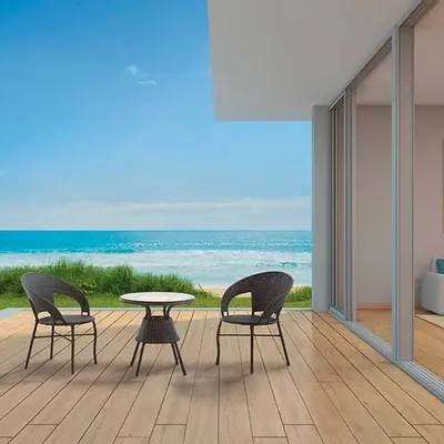 Outdoor floor coverings - Beige Raw Wood Effect Porcelain Stoneware, Non-Slip, 30x120 - EPBE272 (Ceramishop.fr) - CERAMISHOP