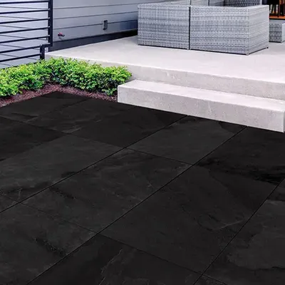 Outdoor floor coverings - Black Slate Stone Effect Porcelain Stoneware, Non-Slip, 60x120 - EPEK1149 (Ceramishop.fr) - CERAMISHOP