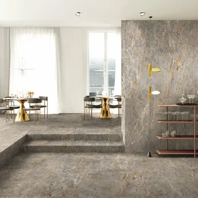 Indoor floor coverings - Glossy Grey Veined Marble Effect Porcelain Stoneware 60X120 - ESAN205 (Ceramishop.fr) - CERAMISHOP