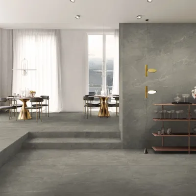 Indoor floor coverings - Porcelain Stoneware with Veined Stone Effect, Grey, 60x120 - EWSE1321 (Ceramishop.fr) - CERAMISHOP