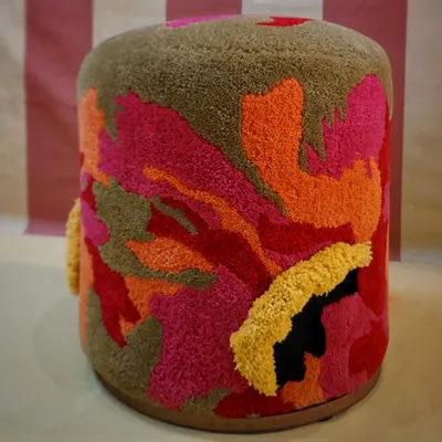 Unique pieces - Pouf Stool End of sofa, wool, PEONY FIGHT. - ATELIER SAGRADO