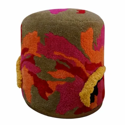 Unique pieces - Pouf Stool End of sofa, wool, PEONY FIGHT. - ATELIER SAGRADO