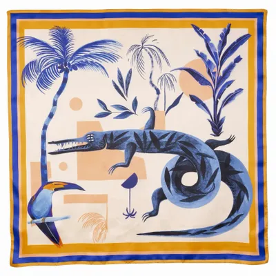 Foulards et écharpes - Blue Crocodile Scarf | 90x90 cm - ELCIELA