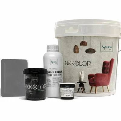Paints and varnishes - Complete Microcement Kit for 8 m² of Walls and Floors – Concrete Grey - NIKKOLOR ITALIA