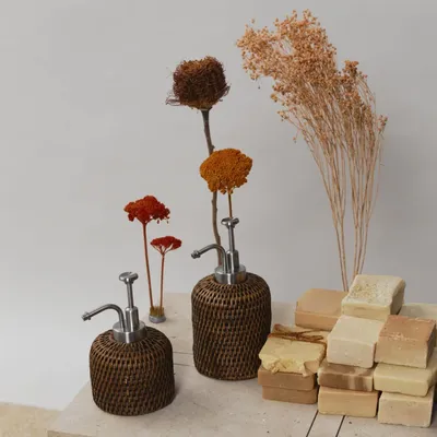 Soap dishes - Large Rattan Soap Dispenser - KING ZOO