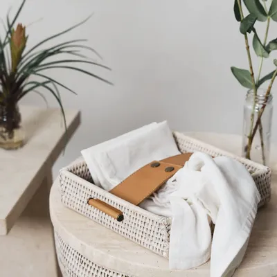 Assiettes de réception - Plateau à mouchoirs carré en rotin - KING ZOO