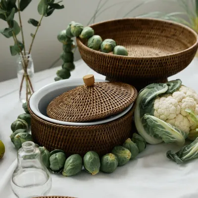 Plats et saladiers - Boulanger rond en rotin avec couvercle - KING ZOO