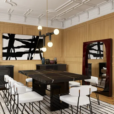 Dining Tables - Geometry Table in Ebonized Sikomoro Wood Top - DUISTT