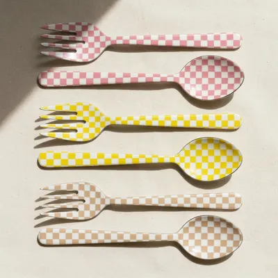 Kitchen utensils - Enamel Salad Server (Set of 2) - 11 x 2.5 Inches - CASA AMAROSA