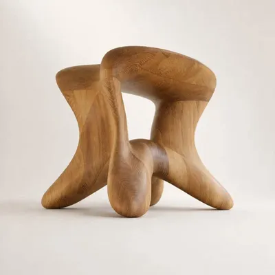 Tabourets - Aura | Tabouret Sculpté Exclusif | Chêne Européen Massif - NEXART