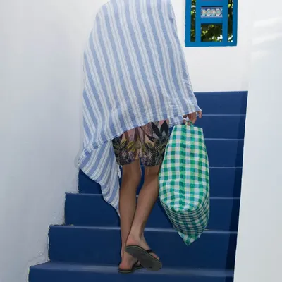 Piscines - fouta - pareo bleu grec - OTTOMANIA