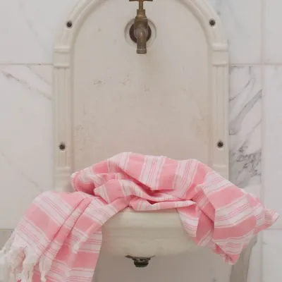 Piscines - fouta - pareo rose bonbon - OTTOMANIA