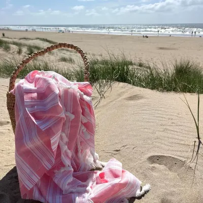 Piscines - fouta - pareo rose bonbon - OTTOMANIA