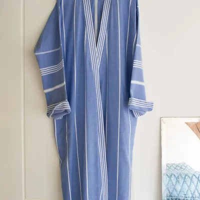 Loungewear - hammam bathrobe size L, greek blue - OTTOMANIA
