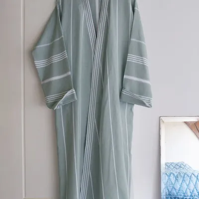 Loungewear - hammam bathrobe size L, grey-green - OTTOMANIA