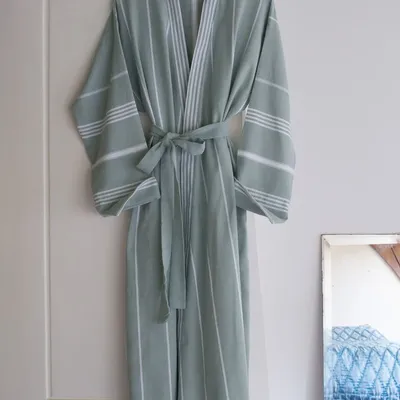 Loungewear - hammam bathrobe size L, grey-green - OTTOMANIA