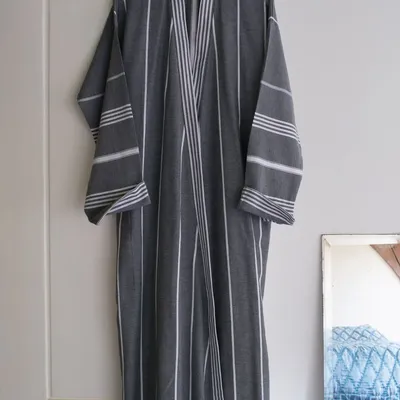 Homewear bien-être - peignoir de bain fouta taille L, noir - OTTOMANIA