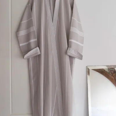 Loungewear - hammam bathrobe size L, grey-beige - OTTOMANIA