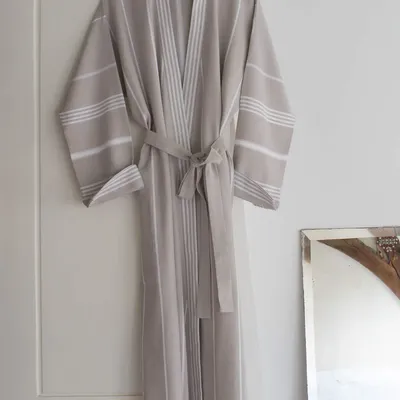 Loungewear - hammam bathrobe size L, grey-beige - OTTOMANIA