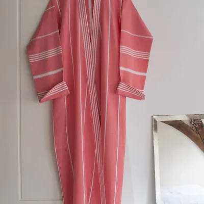 Loungewear - hammam bathrobe size L, coral red - OTTOMANIA