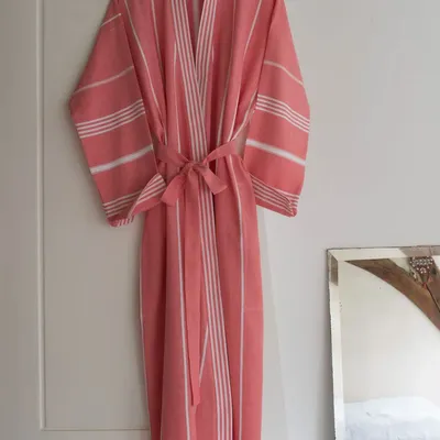 Loungewear - hammam bathrobe size L, coral red - OTTOMANIA