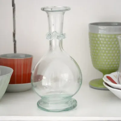 Glass - vase with base with decorated neck, 15 cm - OTTOMANIA