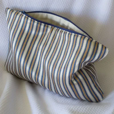 Serviettes de bain - trousse de toilette, rayé blue beige doré - OTTOMANIA