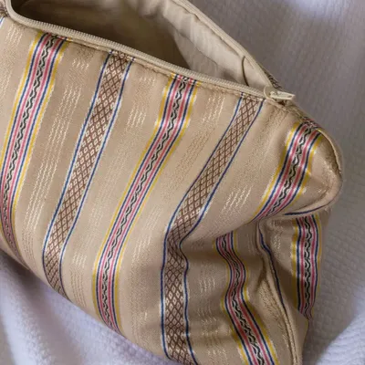 Bath towels - toiletry bag, beige with pink stripes - OTTOMANIA